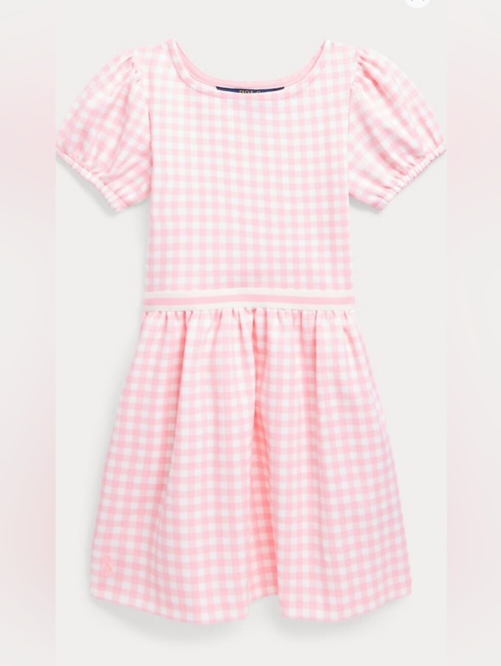 Ralph Lauren Gingham Ponte Pink Summer Dress Girls Size Large